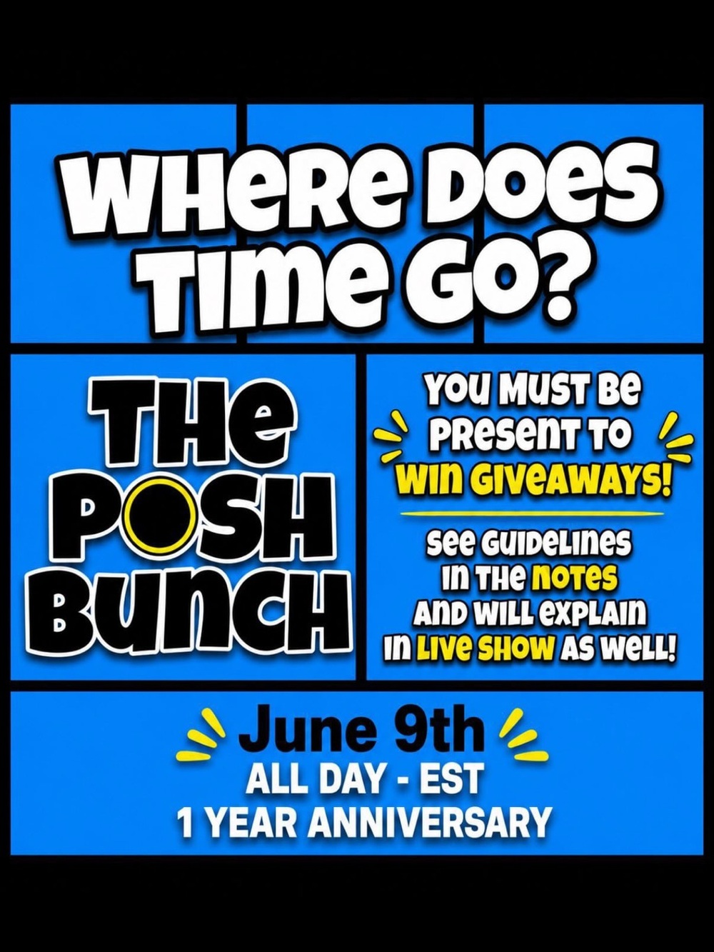 POSH BUNCH anniversary GIVEAWAY and free shipping! Thank you for being here!!